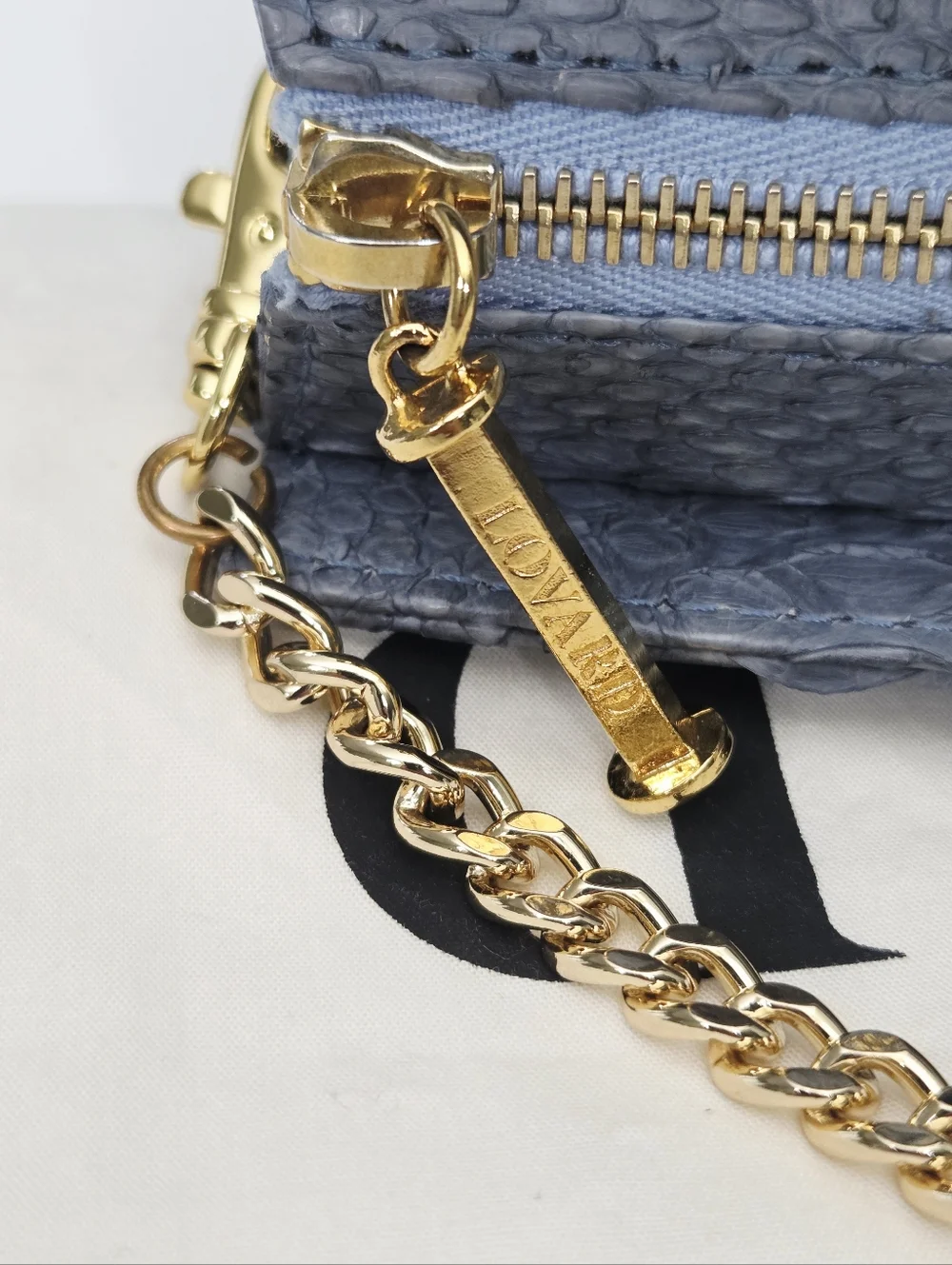 LOVARD PYTHON VIOLIN BAG - BLUE PYTHON WITH GOLD HARDWARE